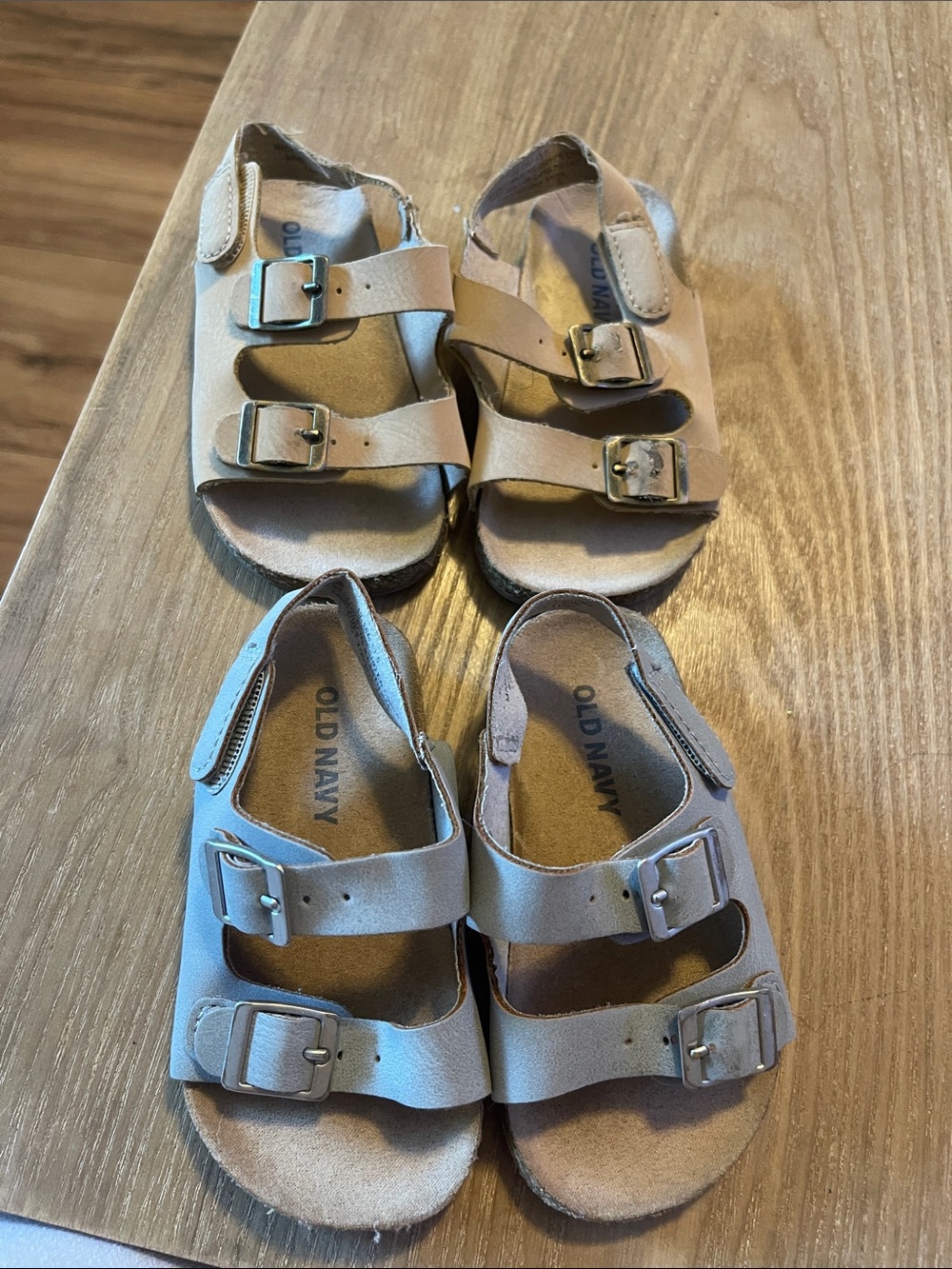 Old Navy Kids Tan and Grey Double-Buckle Sandals
